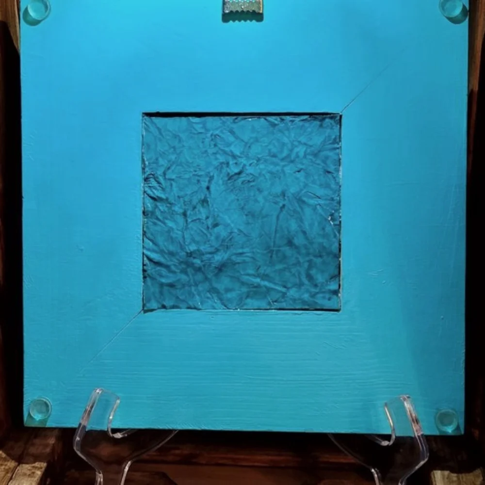 Turquoise Decor Mirror with Turquoise Round Glass Cobochons-NWT-Handmade